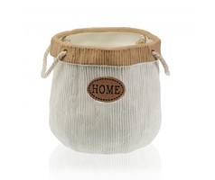 New! Home inscription ceramic flower pot / pot with rope handle 18 x 17 cm