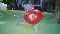 Üveghal-Retro -Muránó- fújt Üvegfigura-hal-potyka hibátlan  18x13 cm