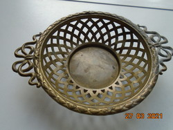 Antique empire bow and laurel wreath, e.P.St & co sign, ormolu pierced thin copper bowl