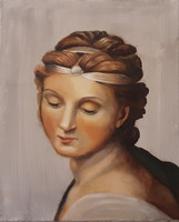 Antyipina galina: head of a sacred barber. Replica for raffaello sanzio, oil painting, canvas. 30X20cm
