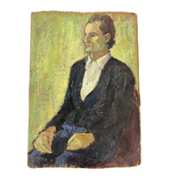 Férfi portré 1930-50 körüli karton/olaj