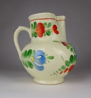 1G269 old flower pattern ceramic jug 14.5 Cm