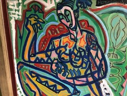 Kozma István akt dekoratív keretben