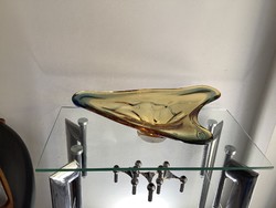 Látványos 44cm-es Frantisek Zemek cseh üvegtál a 70-es évekből