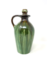 Retro green pierced glazed ceramic bottle, wine bottle, tipping spout -cz