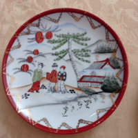 2 db igényes festésű japán tányér/teáscsésze-alátét, 14 cm átmérőjűek