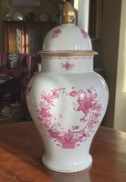 Herend large urn vase, vase with lid 36 cm, Indian basket pattern, pur pur. Price reduction!