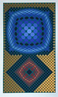 Victor Vasarely"MI-TA"-Blue-Arany-1978 EREDETI Szeriográfia 'szitanyomat' E.A 16/25 művészpéldány!