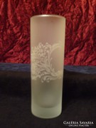 Antique flawless chalcedony glass vase with acid etched ornate 17 cm