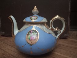 Meseszép aranyozású ritka türkiz nagyon szép állapotú bécsi teáskanna az 1800-as évek közepéről