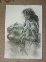 Nagy grafitrajz, a Magyar Képzőművészeti Egyetemről, 70x100 cm