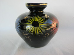 Retro ... Black glass vase with colorful pattern