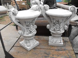 Huge 2pcs castle garden casket goblet flower holder balcony vase artistic sculpture