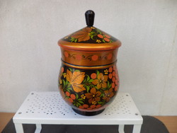 Russian folk lacquer-wood container large size 25cm high