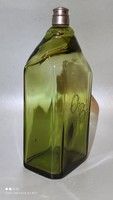 Antik csiszolt monogramos csavart szájú fújt üveg butella palack vagy parfümös ón kupakkal