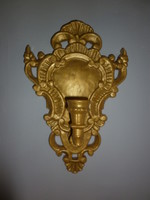 Antique carved wooden wall lamp