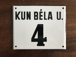 Kun béla u. 4 - House number plate (enamel plate, enamel plate)