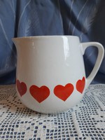 Kispest granite factory with retro spout / small jug with heart decoration