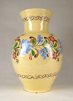 1G461 old large buttery glazed ceramic vase from Hódmezővásárhely 32 cm