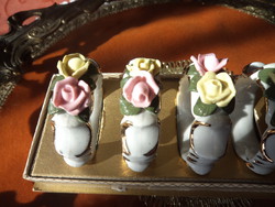 6 db rózsás porcelán szalvétagyűrű _ÚJ állapot _Original