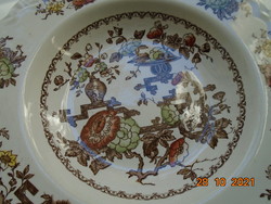 Antique crown ducal English porcelain plate with Chinese formosa color pattern, convex fruit pattern