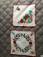 2 pcs hand embroidered on a white background matyo pattern small tablecloth 21 cm