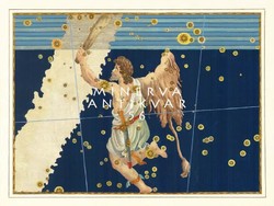 Orion, a Vadász csillagkép égbolt térkép görög mitológia Rigel REPRINT J.Bayer Uranometria 1625