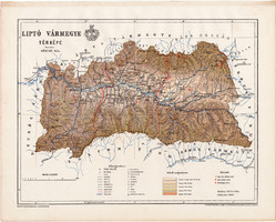 Liptó vármegye térkép 1899 (2), atlasz, Gönczy Pál, 24 x 30, Magyarország, megye, járás, Posner