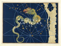 Draco dragon constellation sky map Greek mythology reprint j.Bayer uranometry 1625