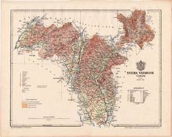Nyitra vármegye térkép 1899 (2), atlasz, Gönczy Pál, 24 x 30, Magyarország, megye, járás, Posner