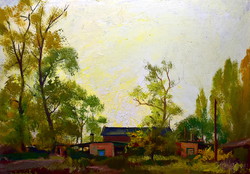 Kálmán Istókovits (1898 - 1990) landscape with houses!