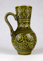 1G469 marked green glazed floral pattern ceramic mug 12.5 Cm