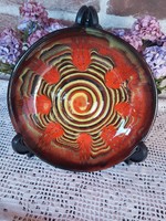 Beautiful retro sign 20.5 Cm red yellow abstract pattern wall plate collector mid-century modern