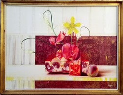 Painting, George Korga, wildflowers