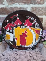 Beautiful retro 29cm crafts budapest ceramic abstract wall plate collector mid-century modern