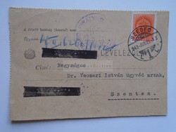 D185265 postcard Szeged 1943 -addressed to the lawyer István Vecseri -szentes