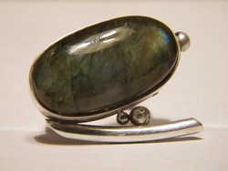 Nagy zöld köves (labradorit) designer gyűrű ezüst vagy ezüstözött