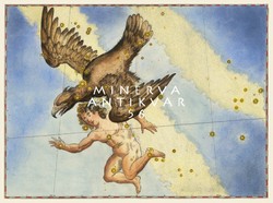 Aquila eagle altair constellation sky map greek mythology reprint j.Bayer uranometry 1625
