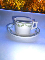 Kávéházi vastag , súlyos porcelán csésze+ csészealj
