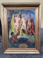 Medveczky Jenő: Párizs almája című festménye, olaj, vászon, katalogizált, 79,5 cm x 59,5 cm
