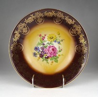 1G396 gilt brown mz porcelain serving bowl 23.5 Cm