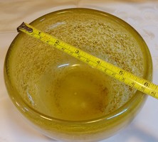 Large heavy yellow craft blown Murano glass bowl round bowl