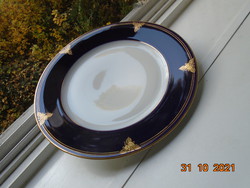 1938 Novelty hand painted cobalt-gold rose pattern on Schlagenwald flat plate