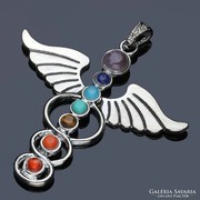 7 Chakra pendant in an angelic spiral tied to a leather chain
