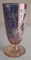 Antique goblet with decorative base, decorative glass, iridescent, enamel painted decoration