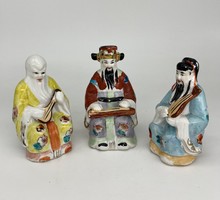 Old chinese hand painted porcelain 3 piece statue figurine buddha musician wise china japanese asia oriental xx