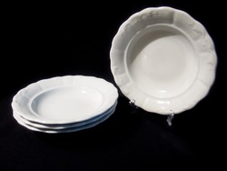 4 db régi Zsolnay porcelán inda mintás fehér mély tányér