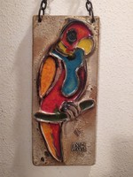 Large carstens luxury fat lava german ceramic wall tile ornament parrot