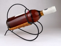 1G542 metal and wicker cane wine rack