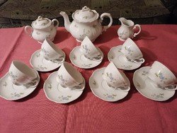 Zsolnay kék barackvirágos 7 személyes teáskészlet díszdobozban